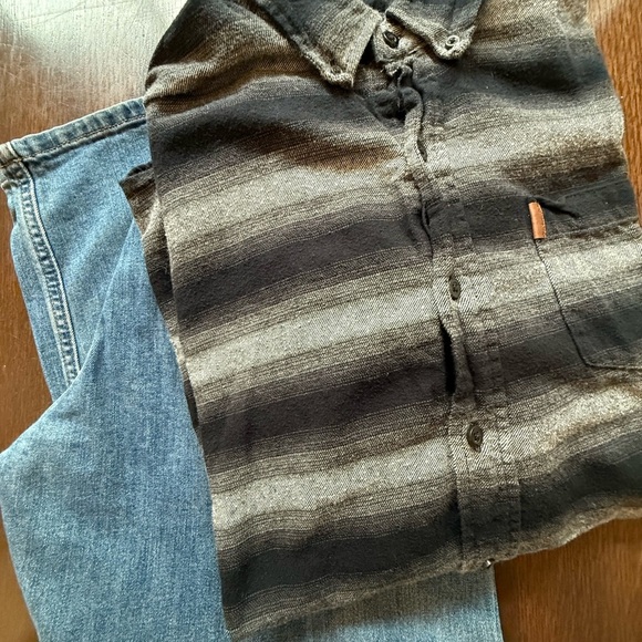 Chaps Black White Brushed Flannel Long Sleeve Button Down Shirt Size XL - Picture 6 of 7